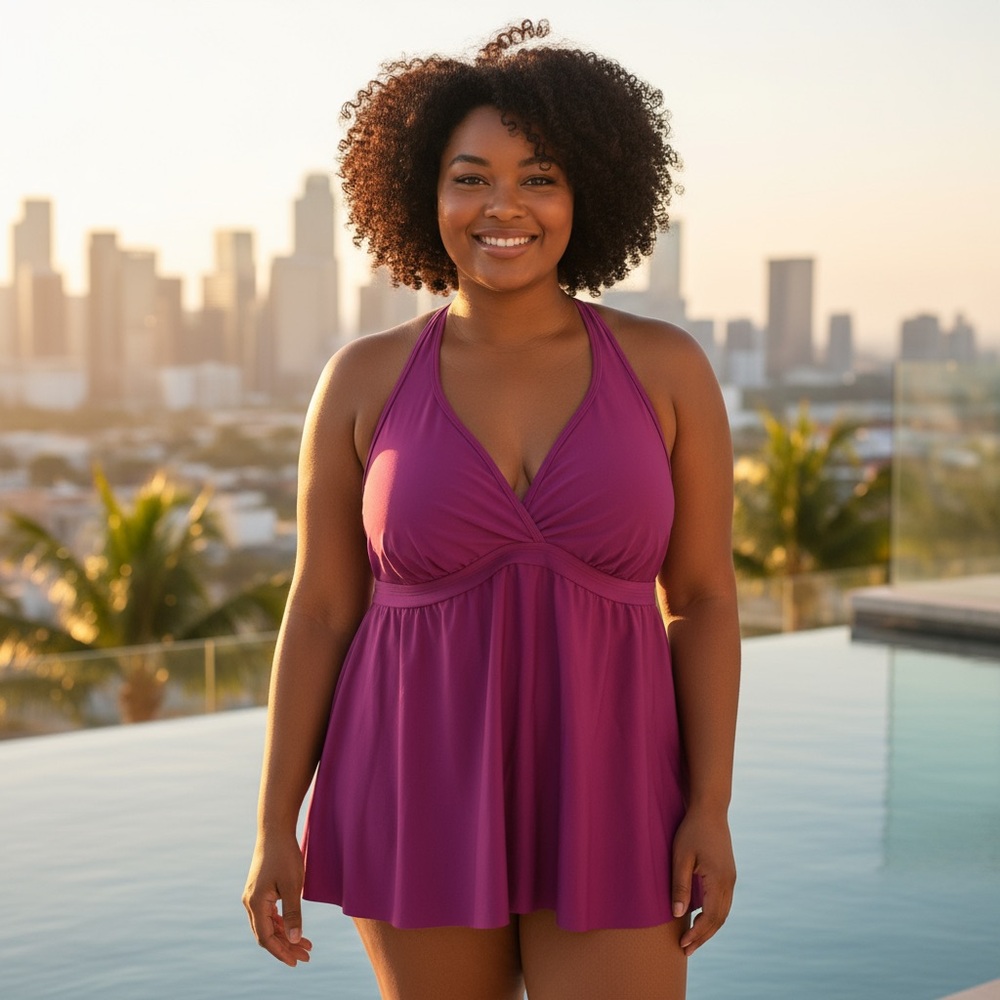 Torrid Magenta Halter Style Swim Top